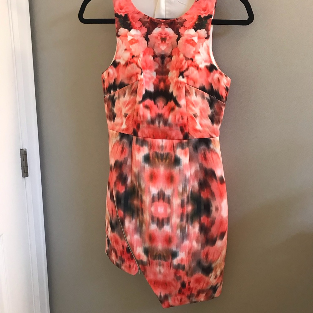 Finders Keeper Blurred Floral Asymmetrical Dress